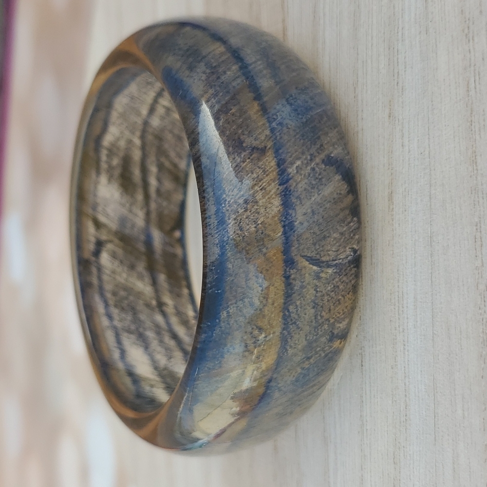 Blue gray with golden glimmer throughout acrylic bangle - Picture 2 of 6